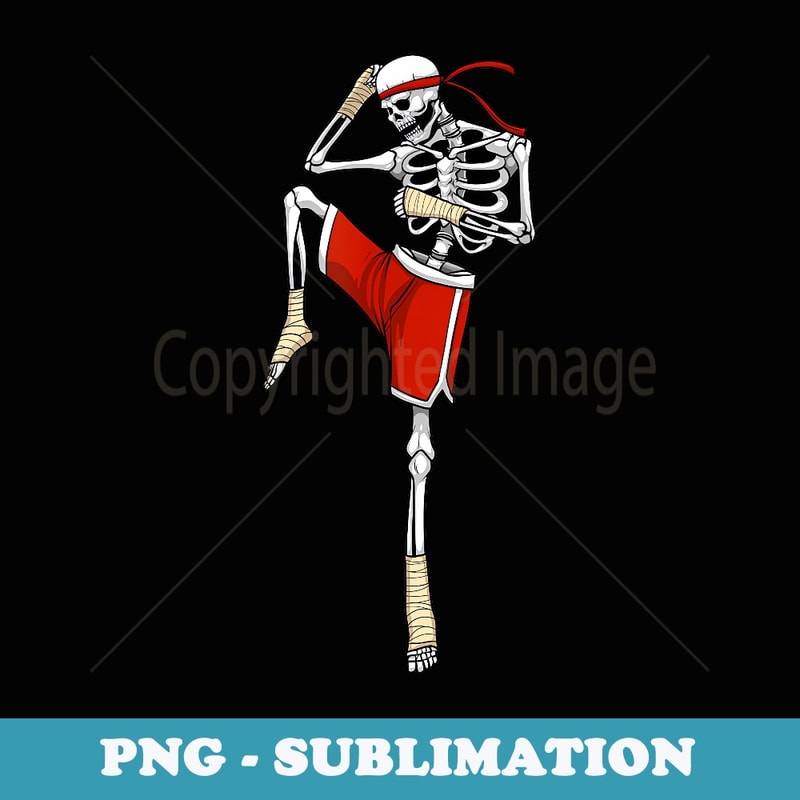 Funny Muay Thai Art Skeleton MMA Kickboxing Fighting - Vintage Sublimation PNG Download