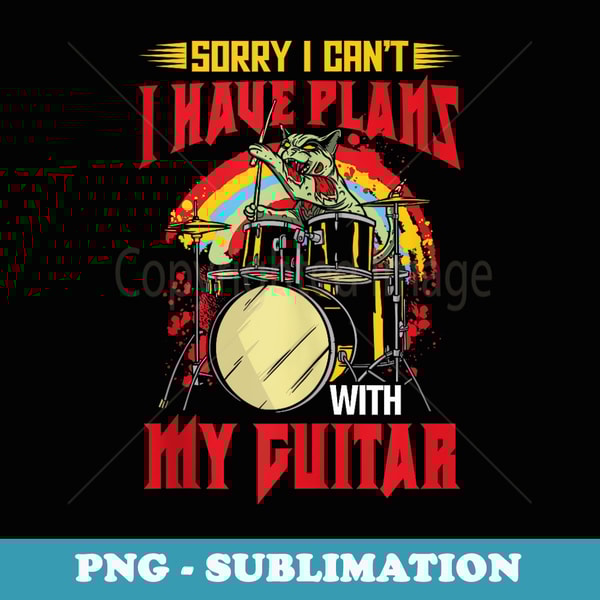 Rock N Roll Music Heavy Meowtal - Modern Sublimation PNG File