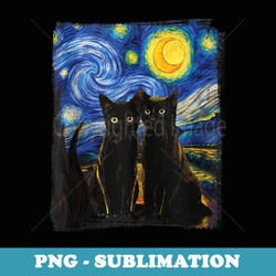 starry night vincent van gogh famous painting black cats - vintage sublimation png download