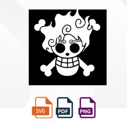 skull joy boy svg, one piece png anime vector, anime print, anime textual style,circut