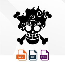 skull joy boy svg, one piece, anime vector, anime print, anime textual style,circut
