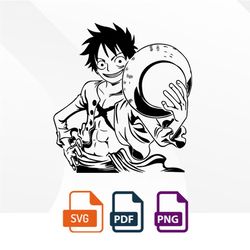 luffy svg straw hat, one piece, anime vector, anime print, anime textual style,circut