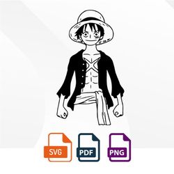 straw hat luffy svg, one piece, anime vector, anime print, anime textual style,circut