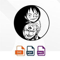luffy and zoro svg, one piece, anime vector, anime print, anime textual style,circut,