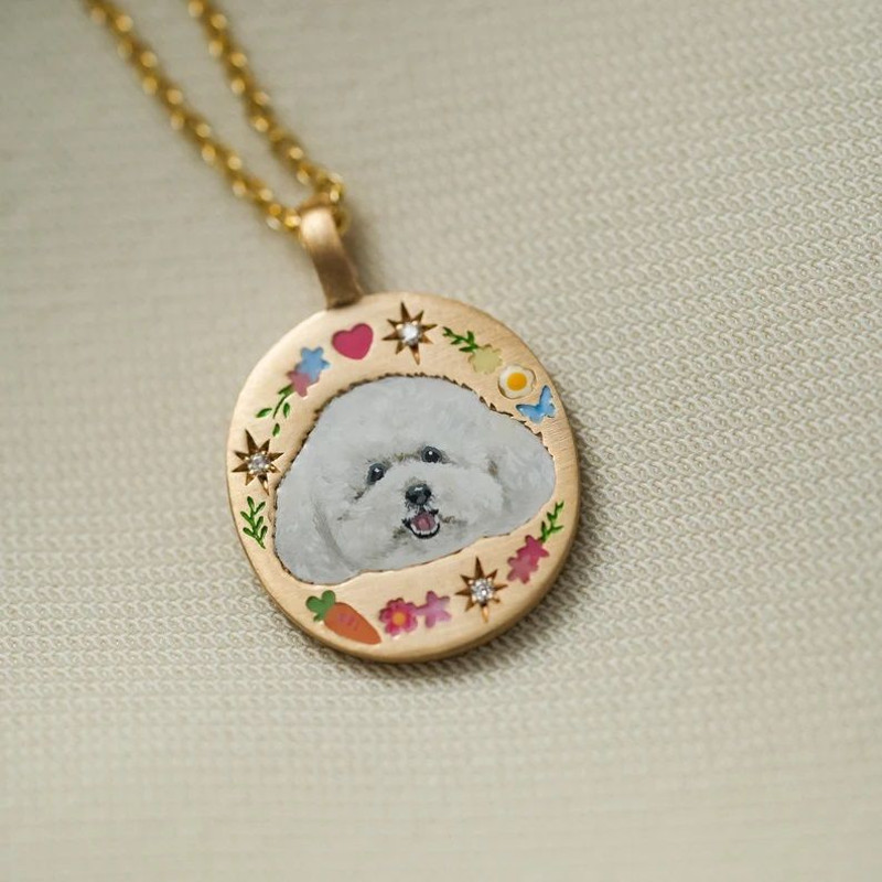 Custom Dog Enamel Necklace Pet Keepsake Necklace Dog Cat Memorial Gift Personalize Jewelry Gift For 2