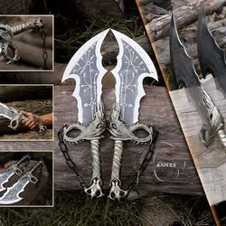 god of war kratos sword set / custom made sword combo / blade of the leviathan: gaming sword for display / handcrafted