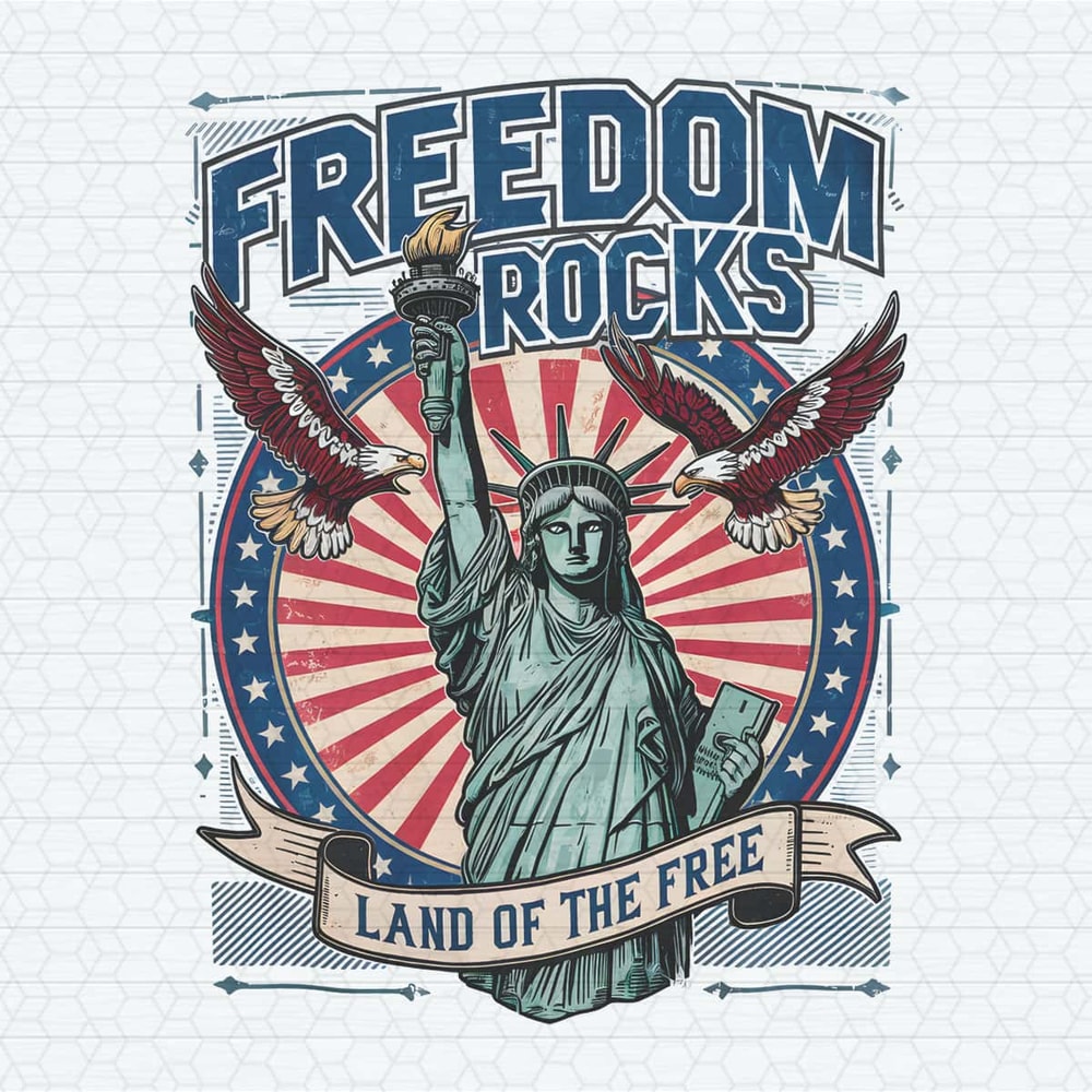 Vintage Freedom Rocks Land Of The Free PNG.jpg