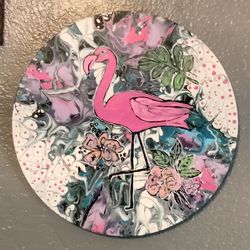 original art painting flamingo fun