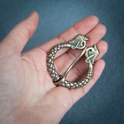 Viking fibula with Norse ornament. Viking brooch. Dragon handcrafted brooch. Norse replica