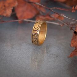 Futhark Runic ring. Pagan handcrafted jewelry