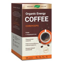 organic energy coffee cordyceps 10 pcs sachets (evalar)