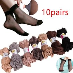 hot sale 10 pairs of transparent socks high quality female socks summer thin silk transparent ankle socks female socks