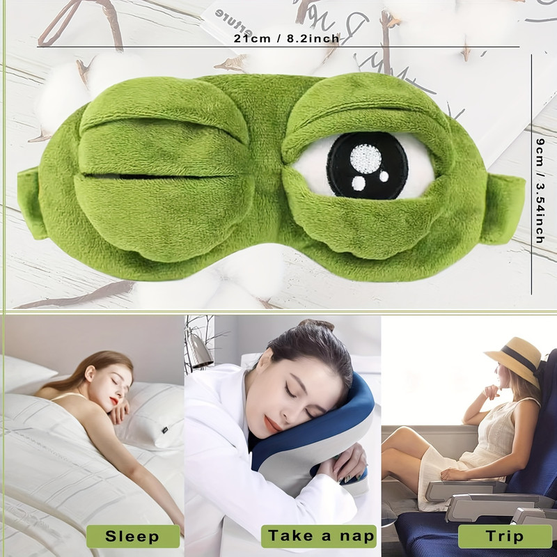 3D Unisex Frog Eye Sleeping Mask Soft Plush Sleep Mask Comfortable For Office Travel Home Perfect F 3