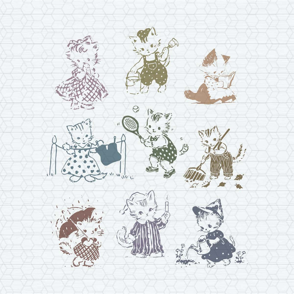 Vintage 90s Tattoo Cat Kitten Playing SVG.jpg