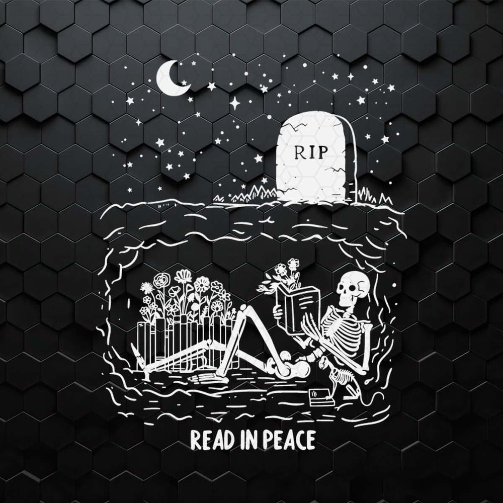 Retro Skeleton Reading RIP Read In Peace SVG.jpg