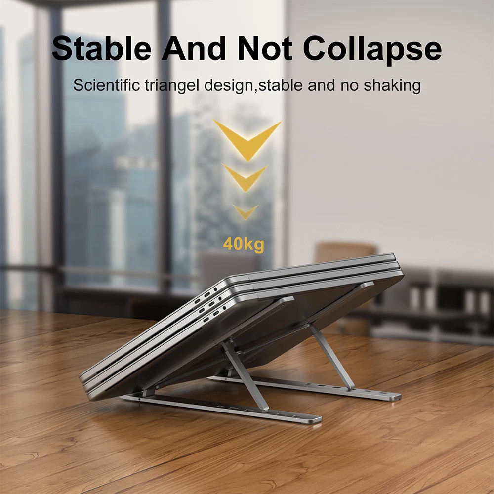 Aluminum Foldable Laptop Stand, Portable Notebook Holder, Computer Base Support, Macbook Air Pro Accessories