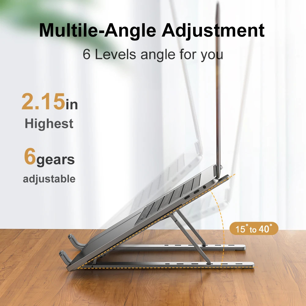 Aluminum Foldable Laptop Stand, Portable Notebook Holder, Computer Base Support, Macbook Air Pro Accessories