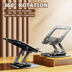 adjustable foldable desktop stand holder, 360 rotatable tablet stand, compatible with ipad pro air mini laptop tablet