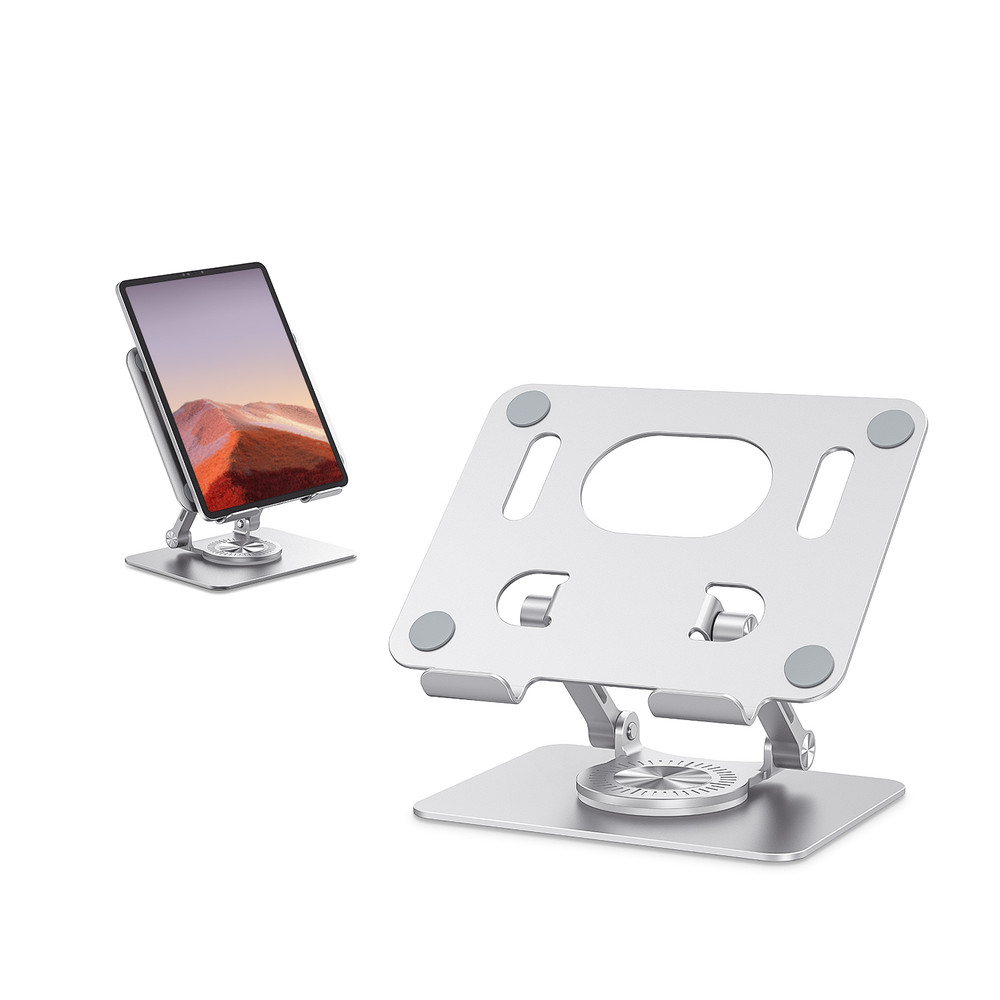 Aluminum Tablet Stand Holder Universal, Tablet Stand Adjustable with 360 Swivel Base, Tablet Holder for iPad, Samsung