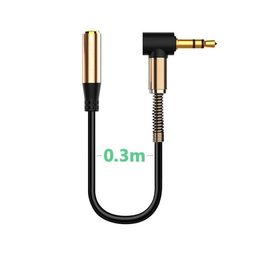 90 Degree Right Angle Audio 3.5mm Jack Aux Male to Female Elbow Extension Cable, Auxiliary Speaker Cable for PC