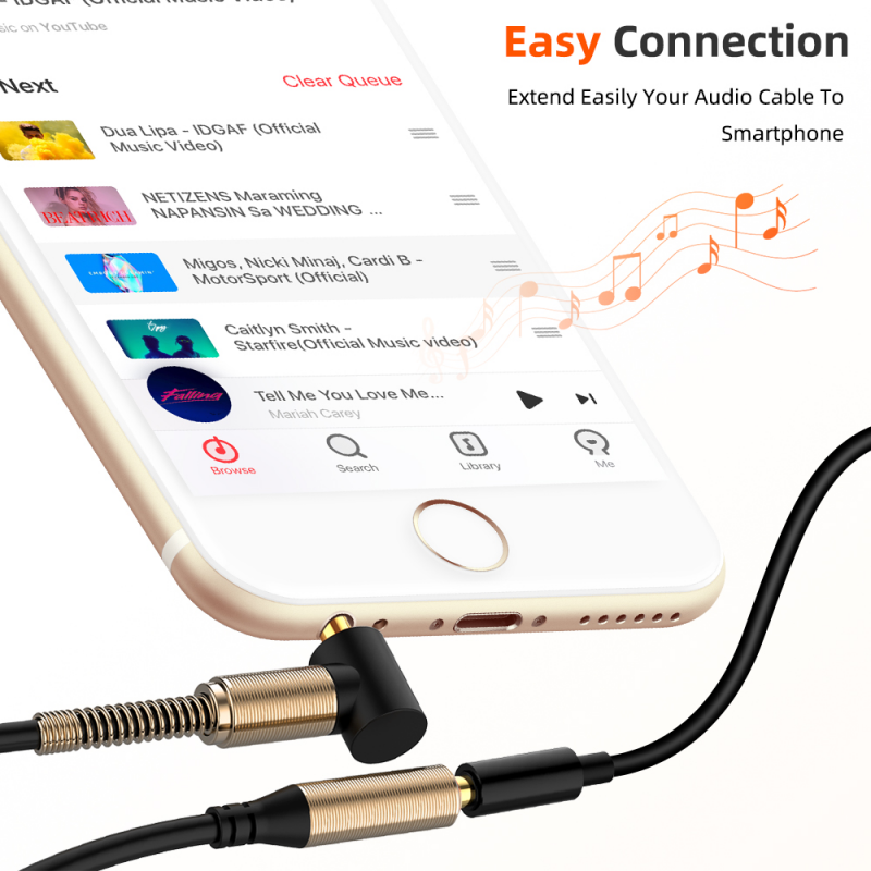90 Degree Right Angle Audio 3.5mm Jack Aux Male to Female Elbow Extension Cable, Auxiliary Speaker Cable for PC