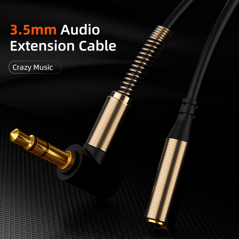 90 Degree Right Angle Audio 3.5mm Jack Aux Male to Female Elbow Extension Cable, Auxiliary Speaker Cable for PC