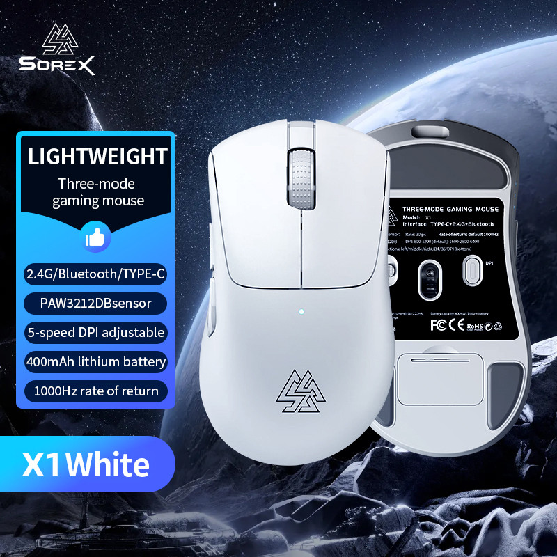 Wireless Gaming Mouse X1, Bluetooth 5.0 Lightweight, 1000Hz Polling Rate, 6400 DPI 6 Level Adjustment
