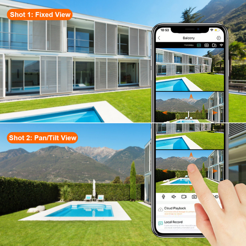 Dual Lens AI Human Detection 8MP 4K PTZ WiFi Camera, Wireless Outdoor IP