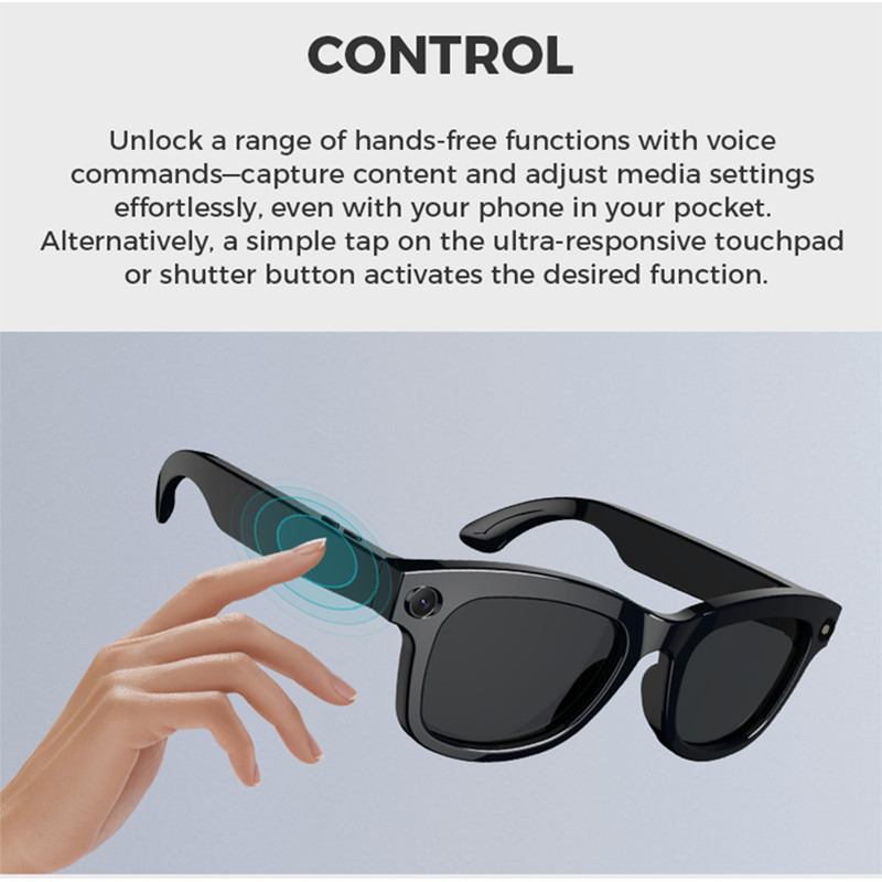 Video Recording Camera Smart Glasses, Bluetooth Call AI Translation Lens, VR Headset Sunglasses for Men & Women