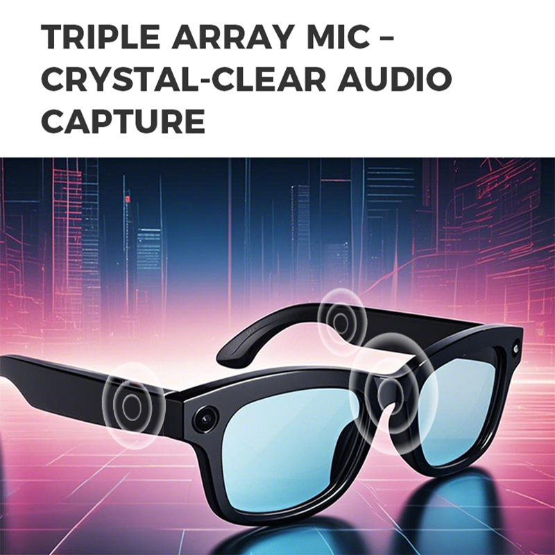 Video Recording Camera Smart Glasses, Bluetooth Call AI Translation Lens, VR Headset Sunglasses for Men & Women