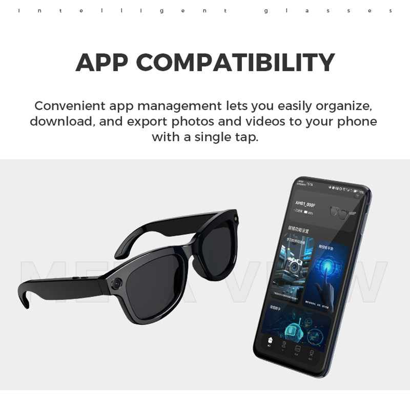 Video Recording Camera Smart Glasses, Bluetooth Call AI Translation Lens, VR Headset Sunglasses for Men & Women