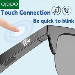 hifi oppo smart bluetooth v5.3 sunglasses, outdoor sports call glasses, black anti-touch uv for men women
