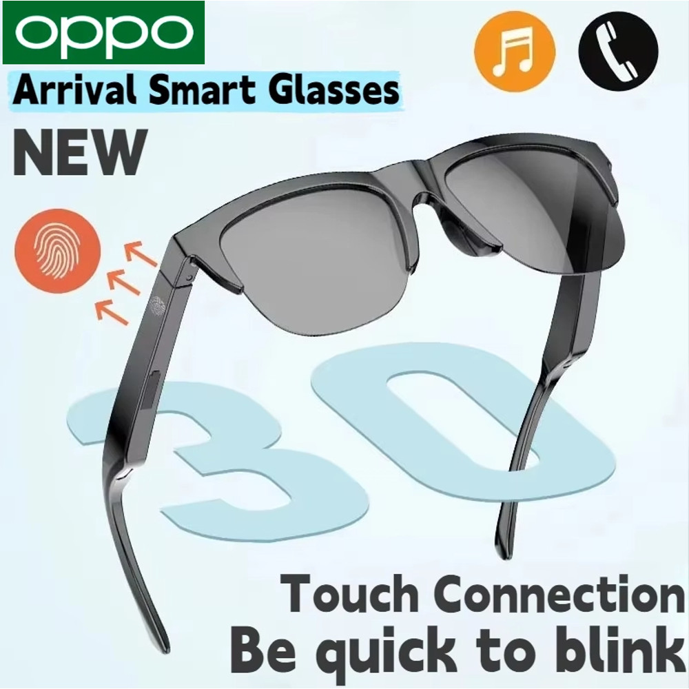 HIFI OPPO Smart Bluetooth V5.3 Sunglasses, Outdoor Sports Call Glasses, Black Anti-Touch UV for Men Women