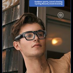 black tech smart glasses camera 4k, new bluetooth video & recording for music call sports travel driving business