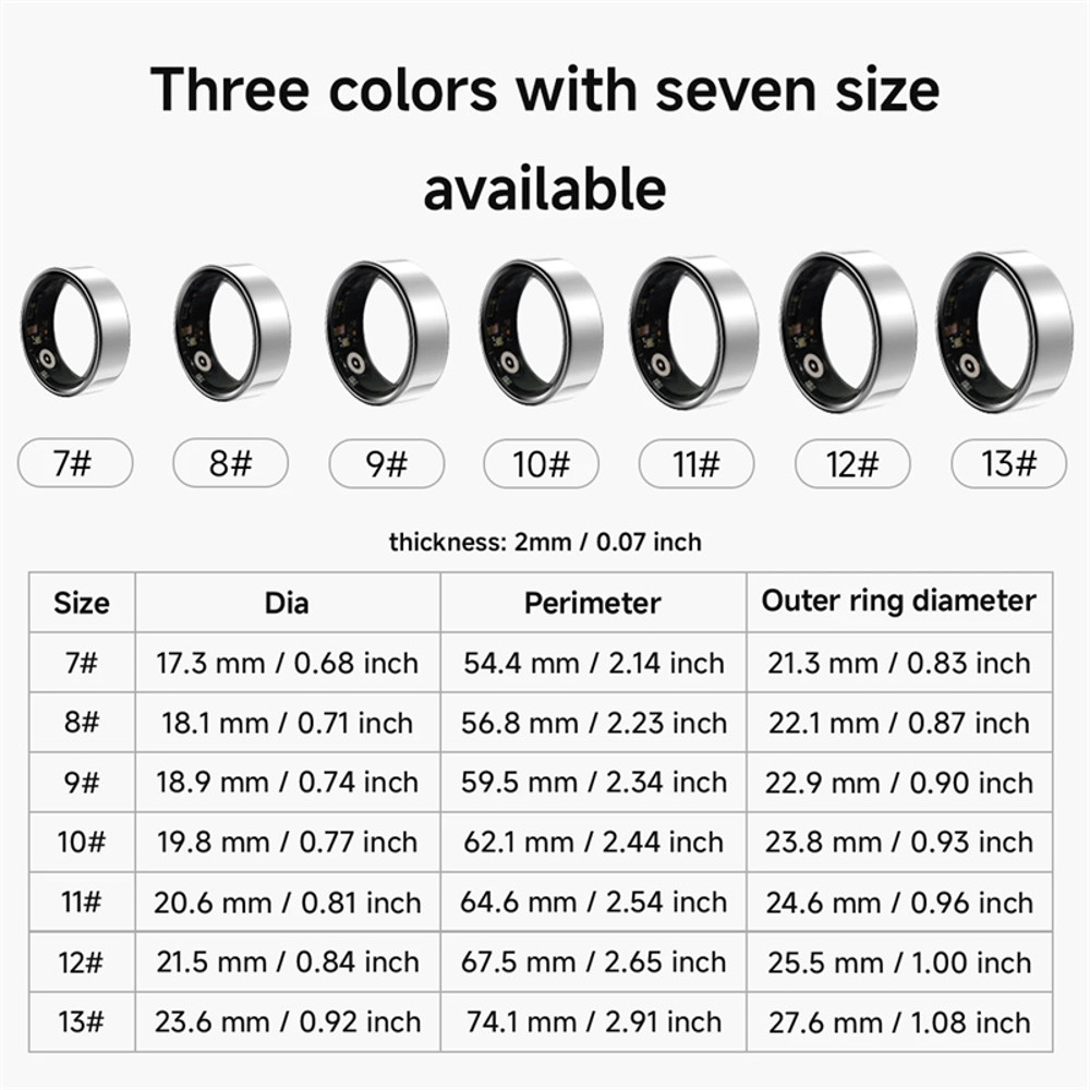 Smart Ring for Man Woman, Sleep Health Fitness, Blood Pressure Monitor, Xiaomi Apple, Low Consumption