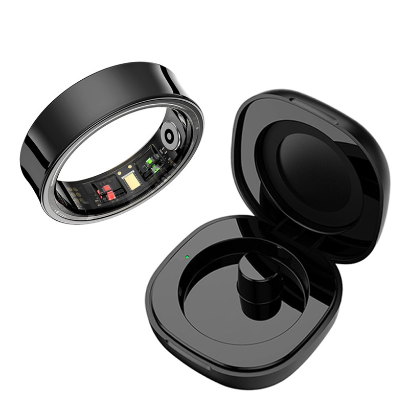 Waterproof Smart Ring With Charging Case, New Smart Ring R09 Health Monitor Multi Sport Mode Skin Temperature