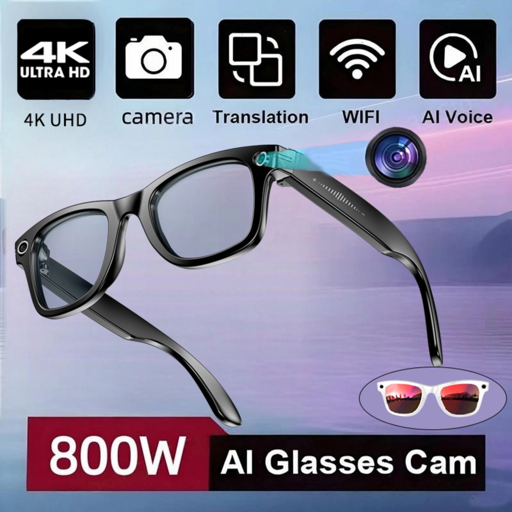 Smart Glasses 4K HD BT WIFI Camera Simultaneous Interpretation Object Recognition Voice Assistant C 0