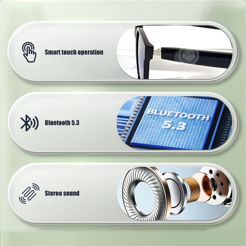 Fashion AI Smart Sunglasses, Bluetooth Call Playing Music Glasses Men Women, Voice Assistant & Camera Control