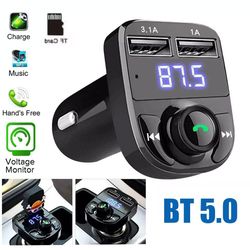 wireless bluetooth fm transmitter, car charger, hands-free calling radio receiver, dual usb