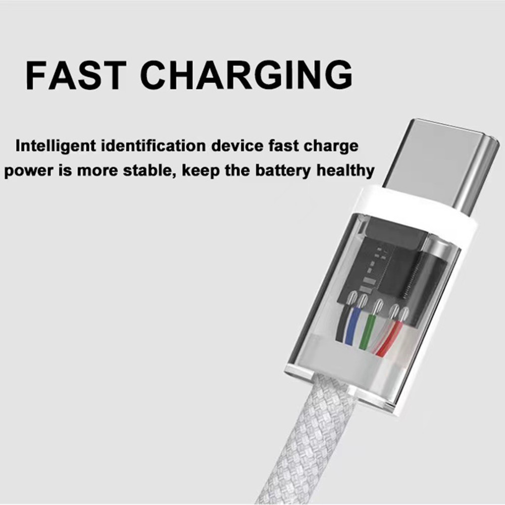 Mobile Phone Data Cable for iPhone, Android, Usb C to Type C Fast Charging PD 60W, Type C Braided Charger Cable