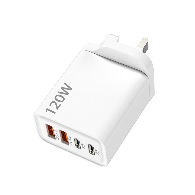 USB Phone Charger Adapter Total 120W USB Type C Charger 4 Port Fast Charging Quick Charge Wall Char 6