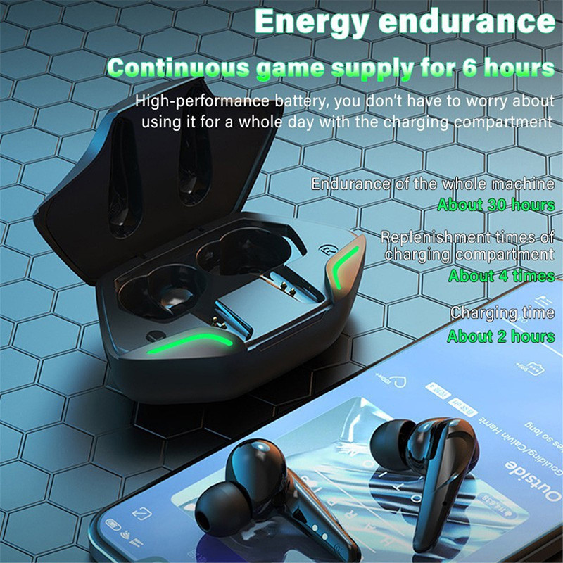 Gaming Wireless Bluetooth Earphones, In-Ear Headphones, Noise-Cancelling Airbuds, iOS and Android Universal