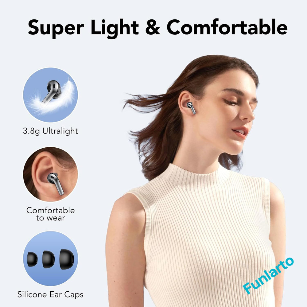 Bluetooth 53 Wireless Earbuds QuadMic Call Noise Reduction ENC 50H Playtime Wireless Earphones Blue 5