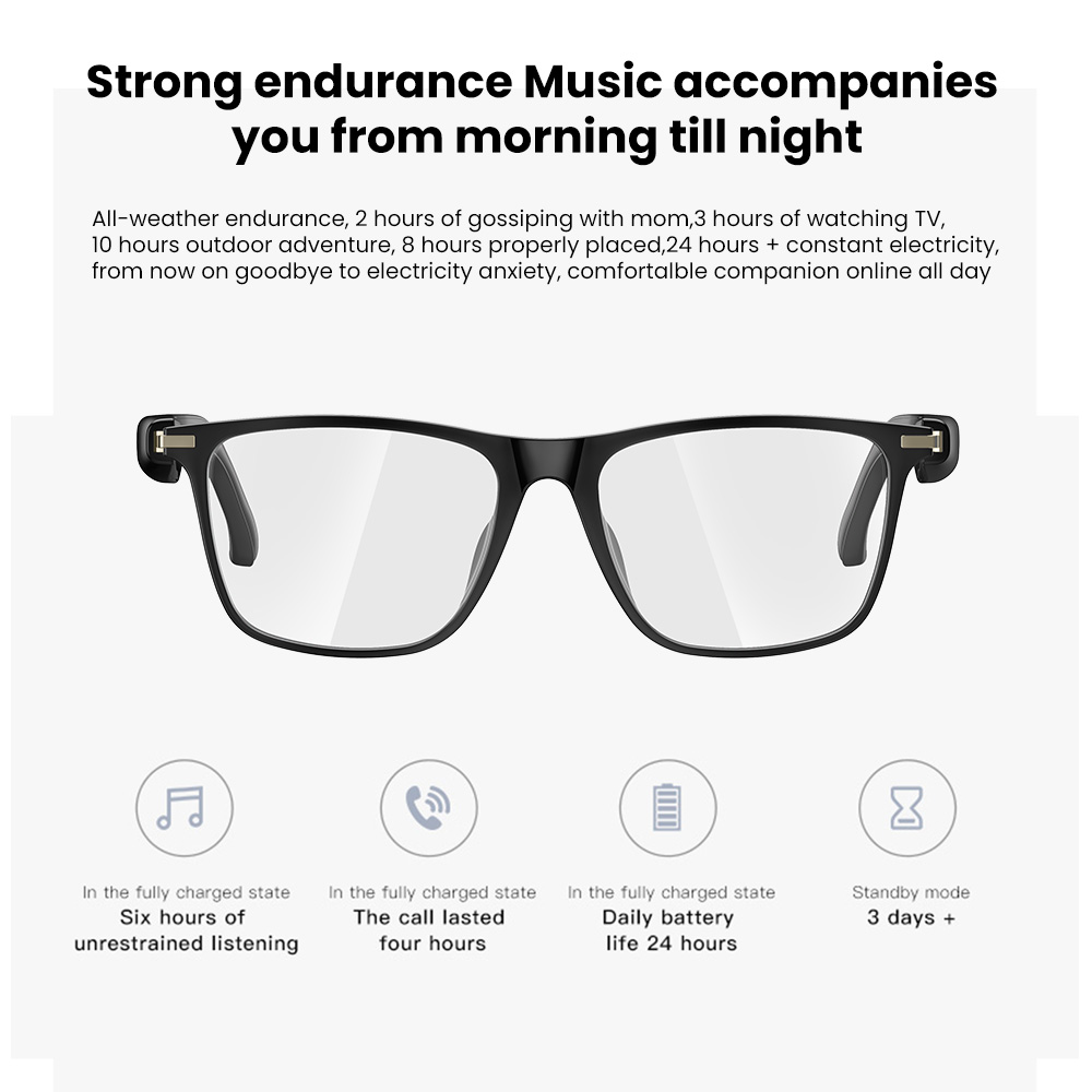 Inteligent Sunglasses, Smart Glasses Bluetooth Headphones, Outdoor Waterproof, Blue Light Filtering, Polarized Lenses