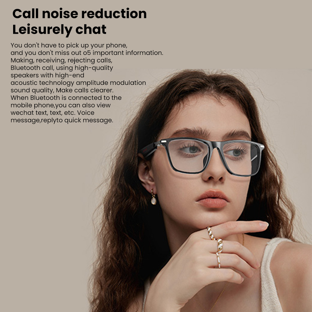 Inteligent Sunglasses, Smart Glasses Bluetooth Headphones, Outdoor Waterproof, Blue Light Filtering, Polarized Lenses