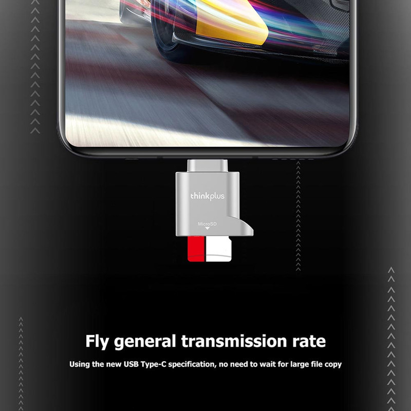 USB C Type-C TF Card Reader for Type C Phone, Lenovo Thinkplus Micro SD Memory Card Mini Metal TranFlash Adapter