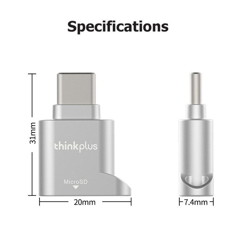 USB C Type-C TF Card Reader for Type C Phone, Lenovo Thinkplus Micro SD Memory Card Mini Metal TranFlash Adapter