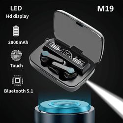 m10 intelligent tws headset, wireless bluetooth-compatible earphones, waterproof led display with mic