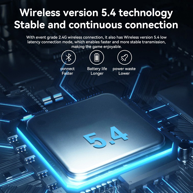 Bluetooth 5.4 Wireless Stereo Gaming Earphone B500 Over Ear Headset, Built-in Mic with RGB Light, Low Latency Headset