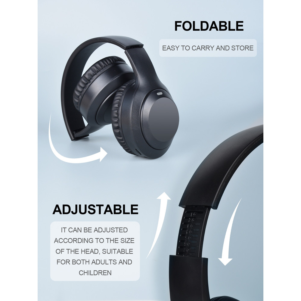 Over Ear HIFI Stereo Headsets, Wireless Bluetooth 5.3 Headphones, True Sport Gamer Earphone, TF AUX Music Player with HD
